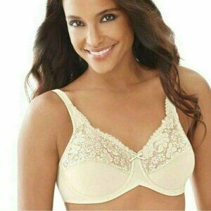 Lilyette by Bali Bra Minimizer Comfort Soft Cup Unlined Lace Trim U/W 38DDD NEW